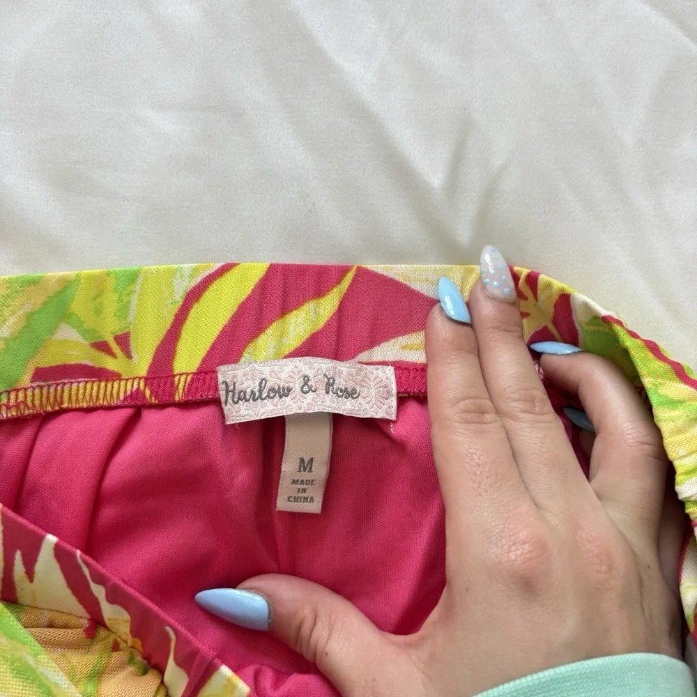 Maxi Skirt Womens Medium Pink Green Floral Tropical Feminine Dainty Hippie Beach